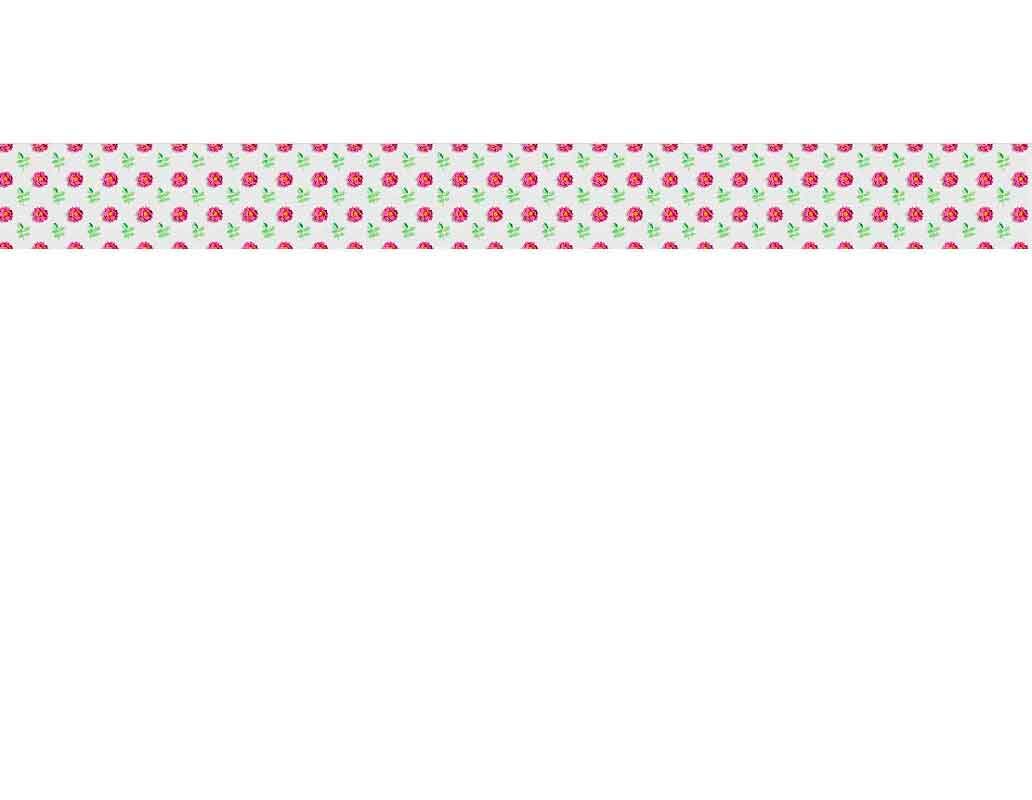 Weißes Geschenkband mit rosa Rosenmuster und grünen Blättern