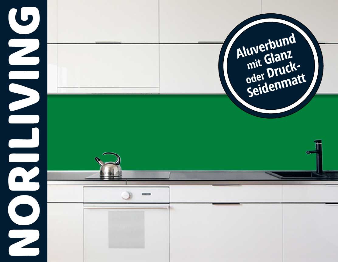 in der Küche eingebaute Küchenrückwand mit Motiv Unifarbe Grün 2336