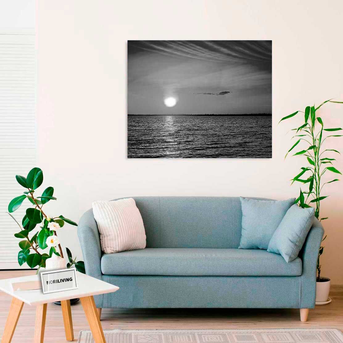 Wandbild über dem Sofa mit Motiv Sonnenuntergang 251 schwarz-weiß