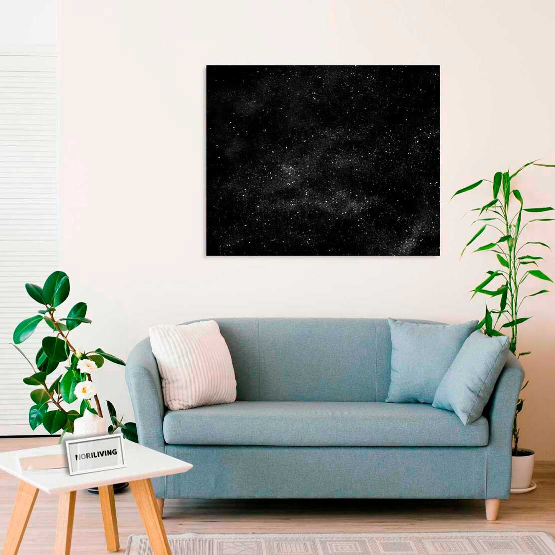 Wandbild über dem Sofa mit Motiv Weltraum mit Sternen 238 schwarz-weiß