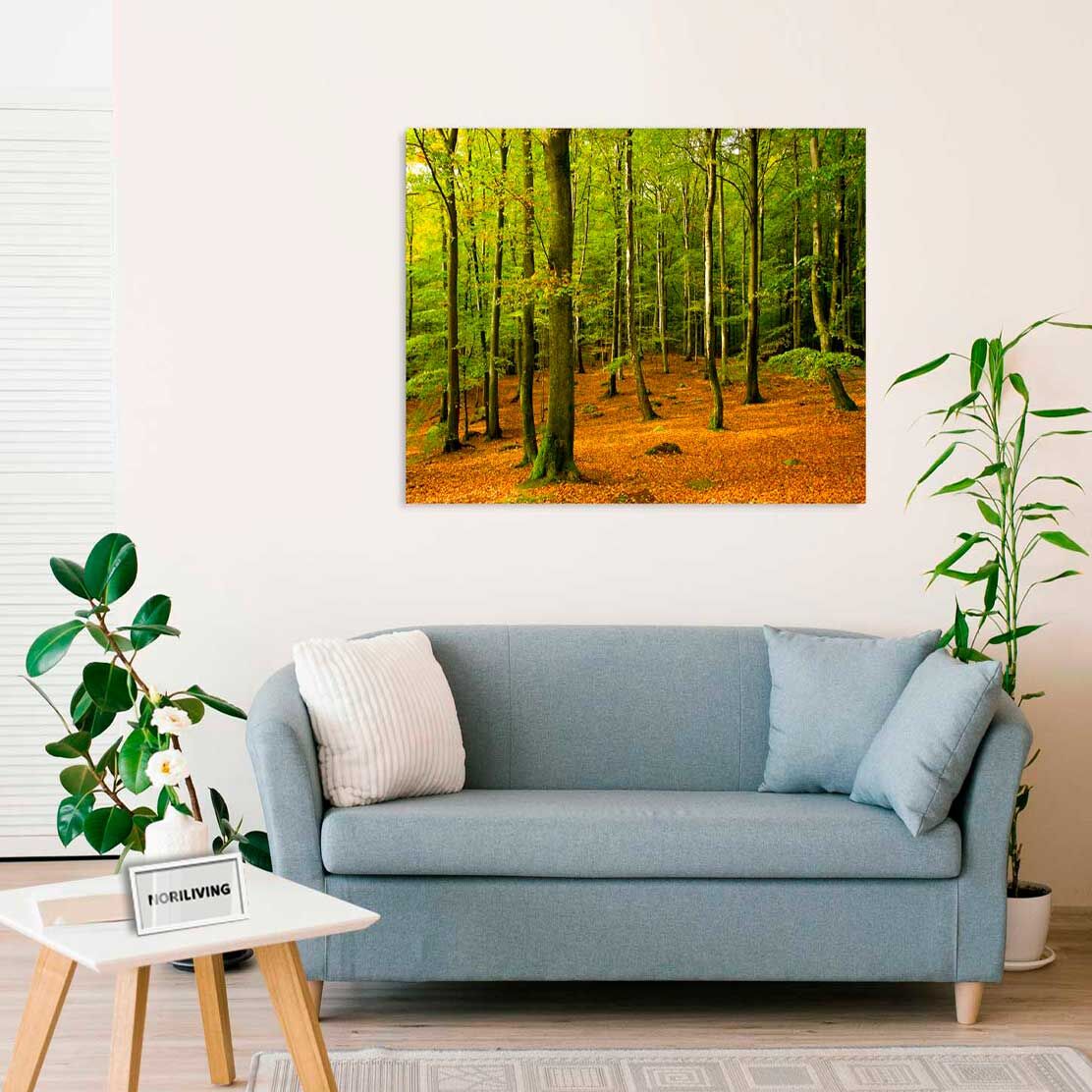 Wandbild über dem Sofa mit Motiv Herbstwald 857