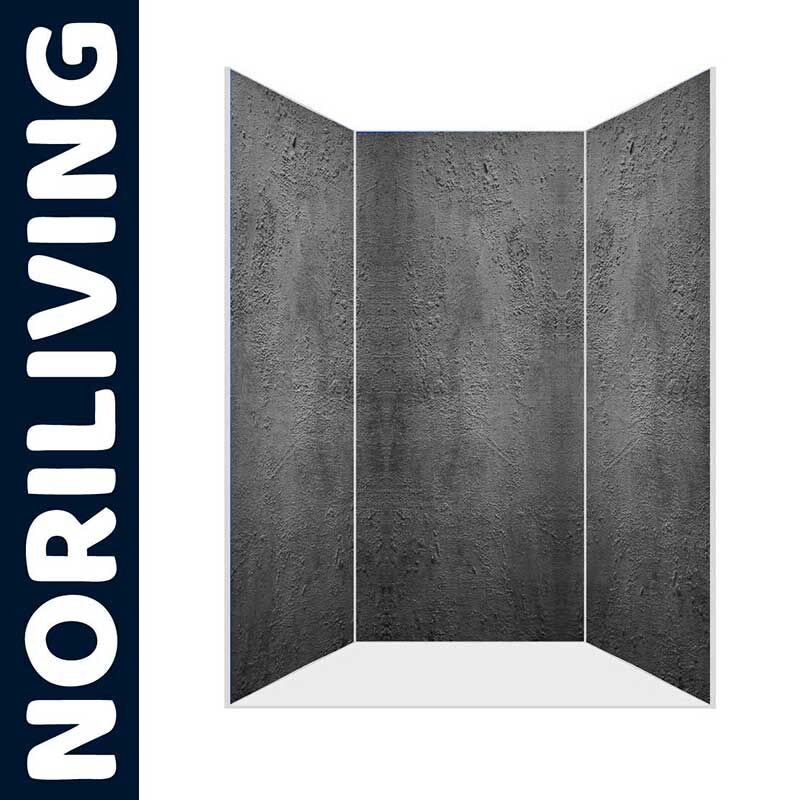 Duschrückwand-Set mit dreiteiligem Design in Betonoptik von NORILIVING