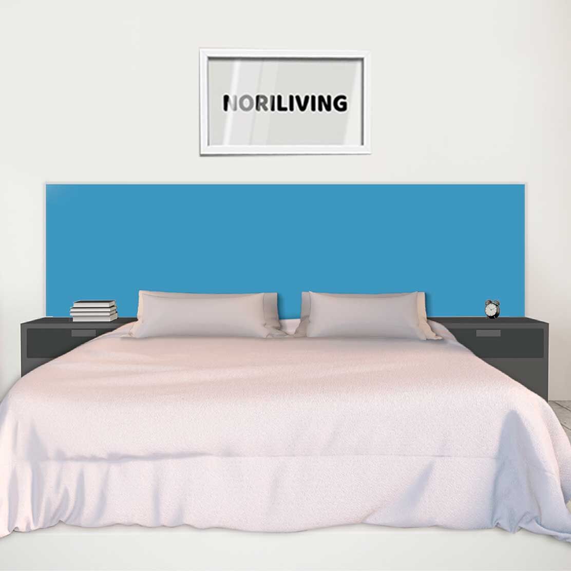 im Schlafzimmer eingebaute Bettrückwand mit Motiv Unifarbe Blau 2325