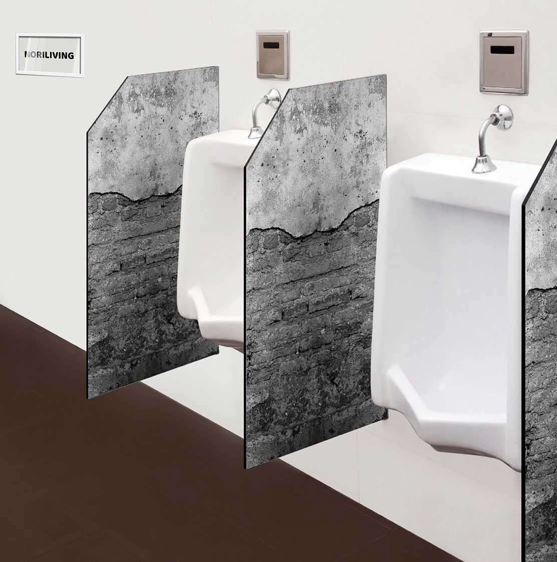 in der Toilette eingebaute Schamwand mit Motiv Alte Ziegelmauer 513a schwarz-weiß
