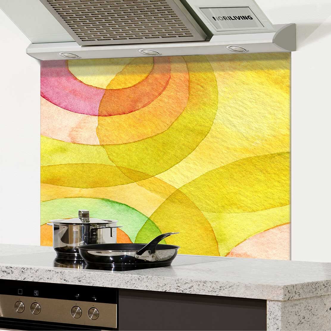 in der Küche eingebauter Spritzschutz Küche - Herd mit Motiv abstrakte Aquarellkreise 407
