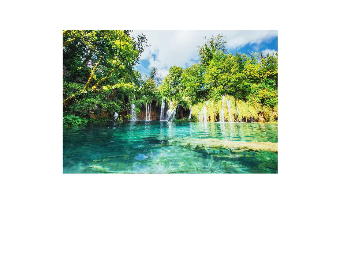 Ansicht des Badrückwand-Motivs Wasserfall im Nationalpark Plitvice Kroatien 621