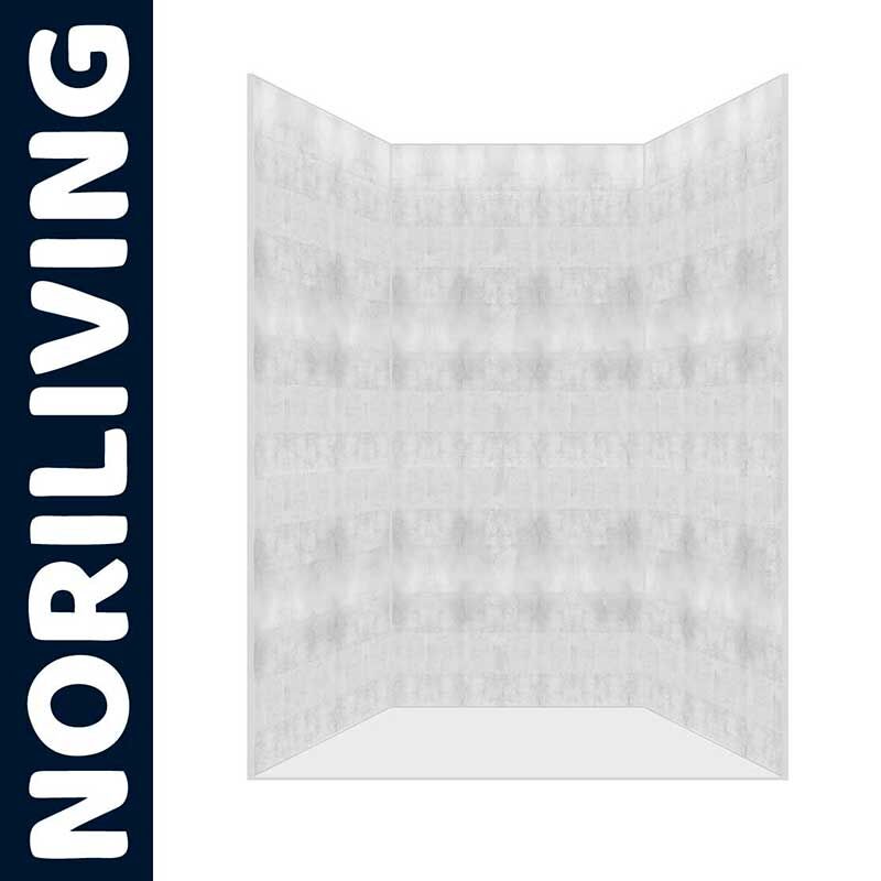 Frontalansicht einer eleganten Duschwand Verkleidung von NORILIVING in hellem Grauton