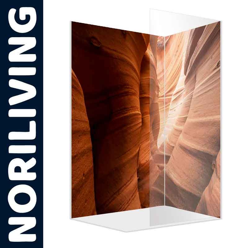 Glas-Duschwand von Noriliving mit beeindruckendem Canyon-Fotodruck
