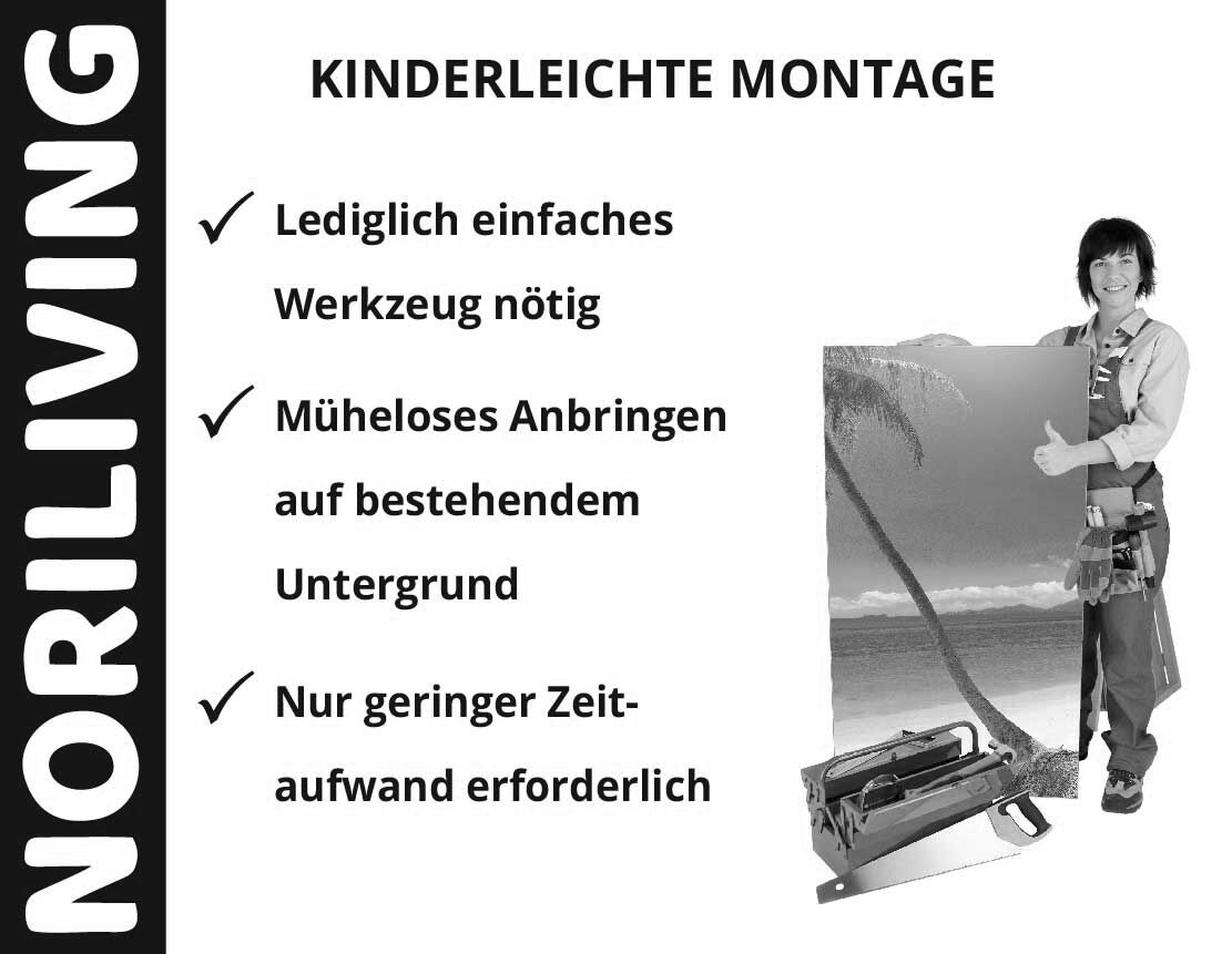Aufzählung der Vorteile einer Badrückwand aus Aluverbund
