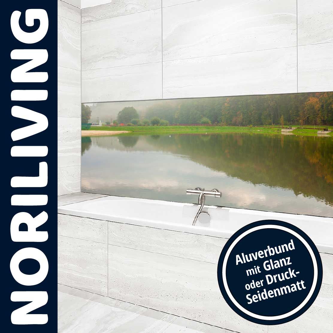 Ansicht des Badrückwand-Motivs Herbst in den Karpaten 148 Unterkante