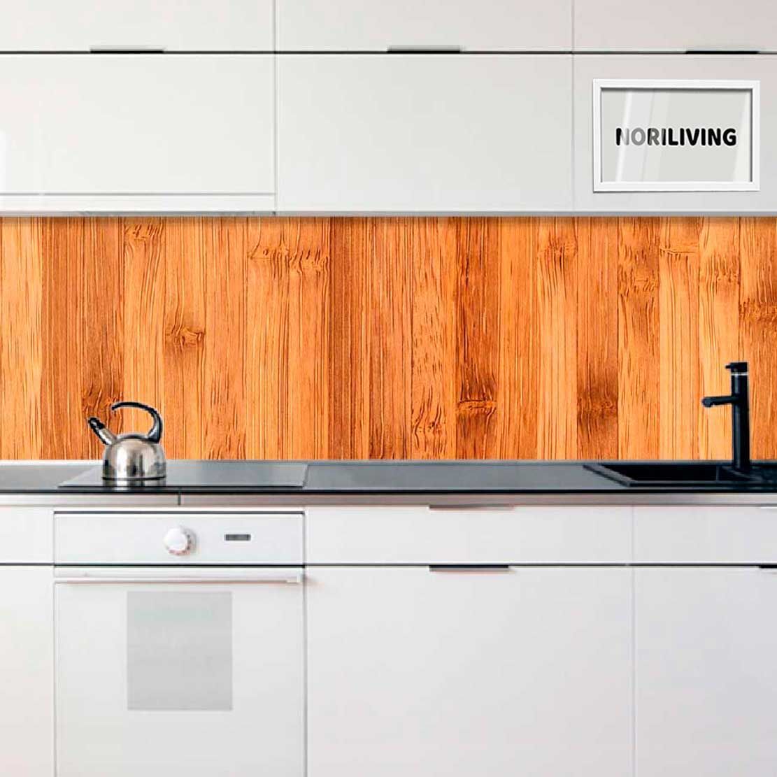 in der Küche eingebaute Küchenrückwand Profiline mit Motiv Naturholzwand 109