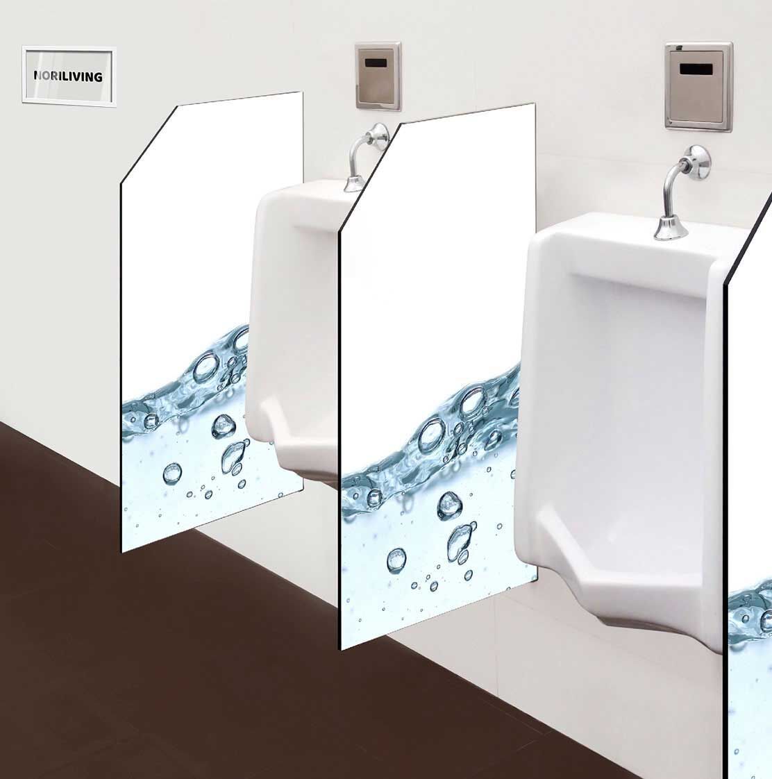in der Toilette eingebaute Schamwand mit Motiv Wasserwelle mit Luftblasen 640