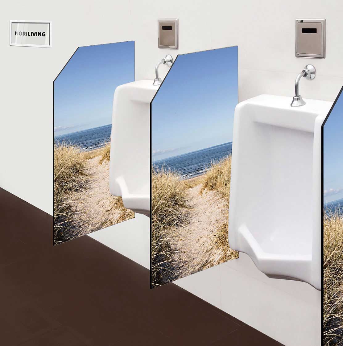 in der Toilette eingebaute Schamwand mit Motiv Weg zum Strand 597