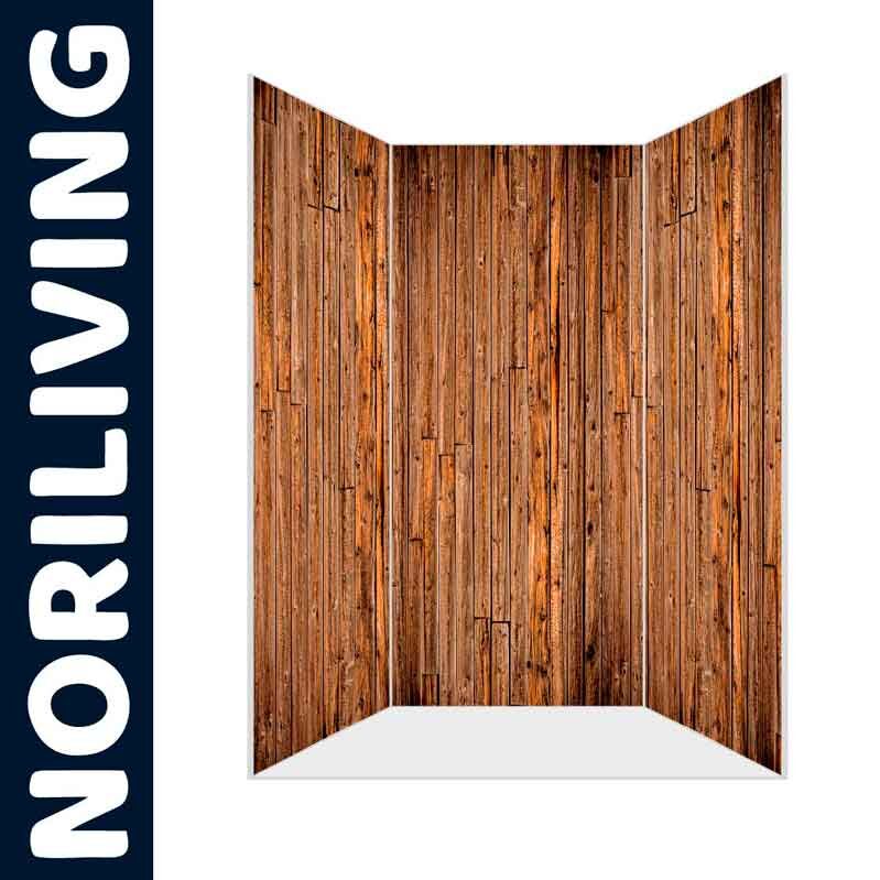 Dreiteilige Wandverkleidung aus Holz von Noriliving für eine rustikale Raumgestaltung