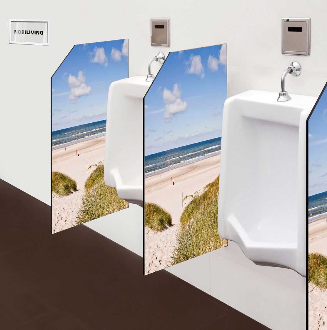 in der Toilette eingebaute Schamwand mit Motiv Dünen Gras Strand 789