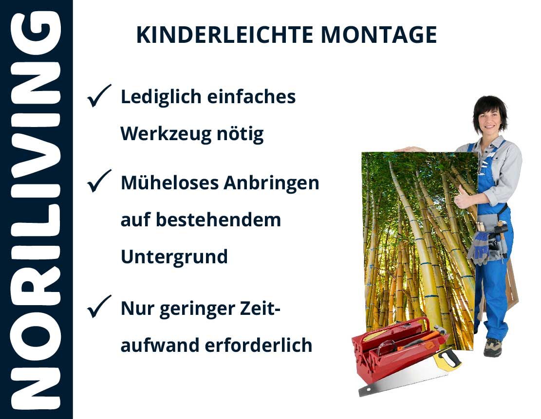 Aufzählung der Vorteile einer Badrückwand aus Aluverbund