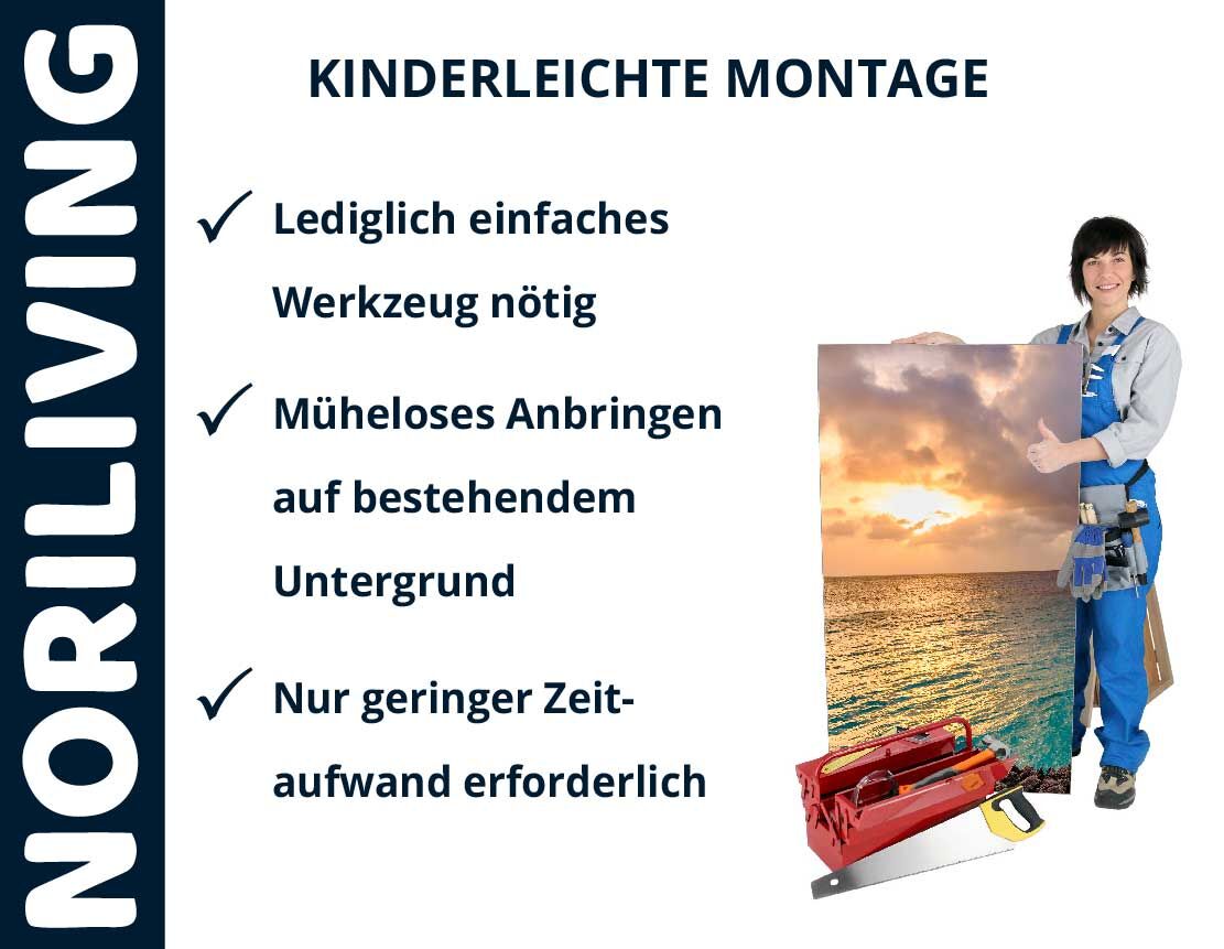 Aufzählung der Vorteile einer Badrückwand aus Aluverbund