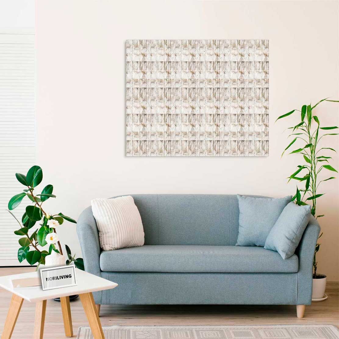 Wandbild über dem Sofa mit Motiv Weiße Zementputz-Wand 581