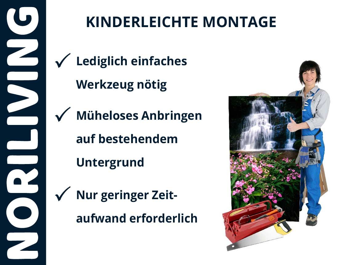 Aufzählung der Vorteile einer Badrückwand aus Aluverbund