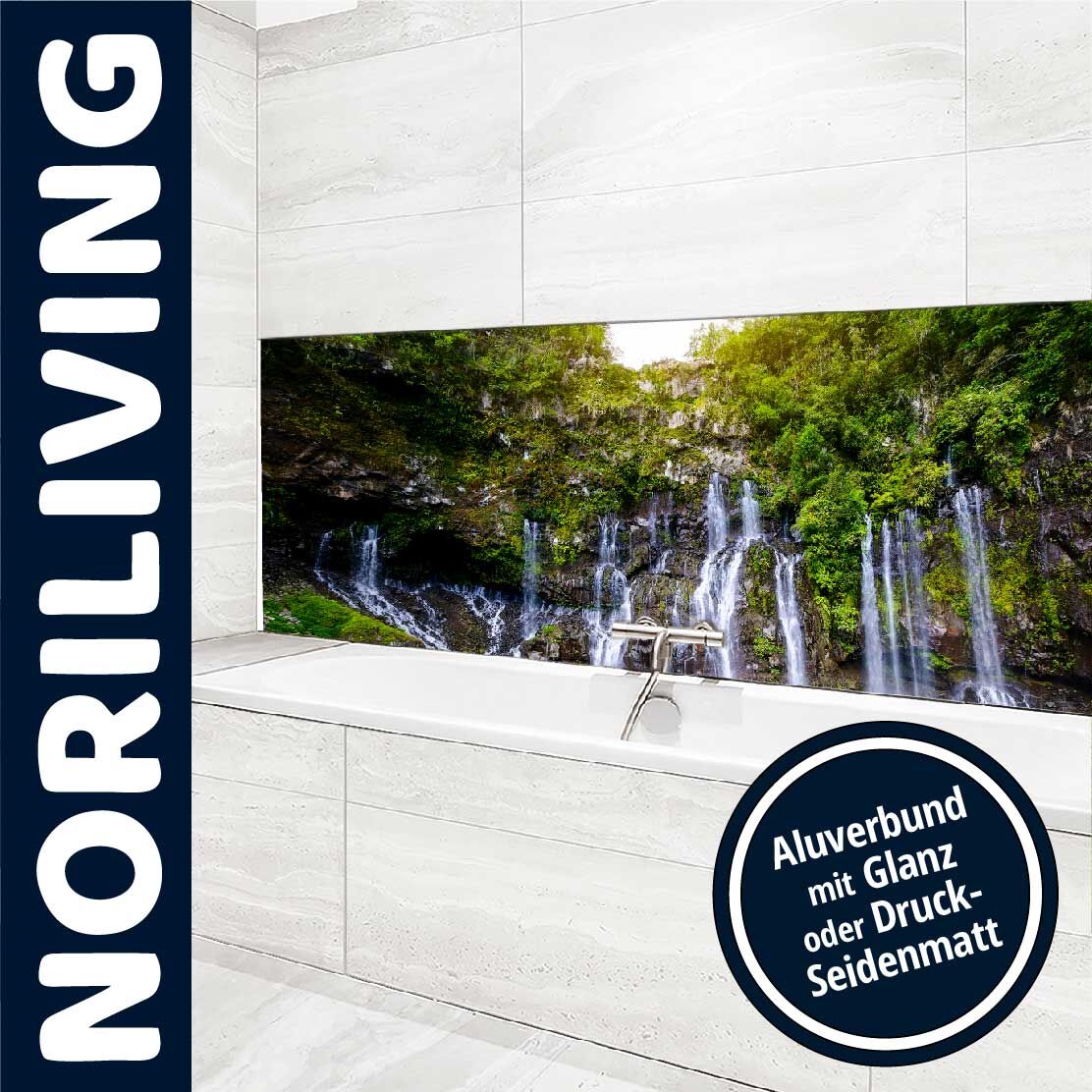 Ansicht des Badrückwand-Motivs Wasserfall Grand Galet Réunion 512 Oberkante