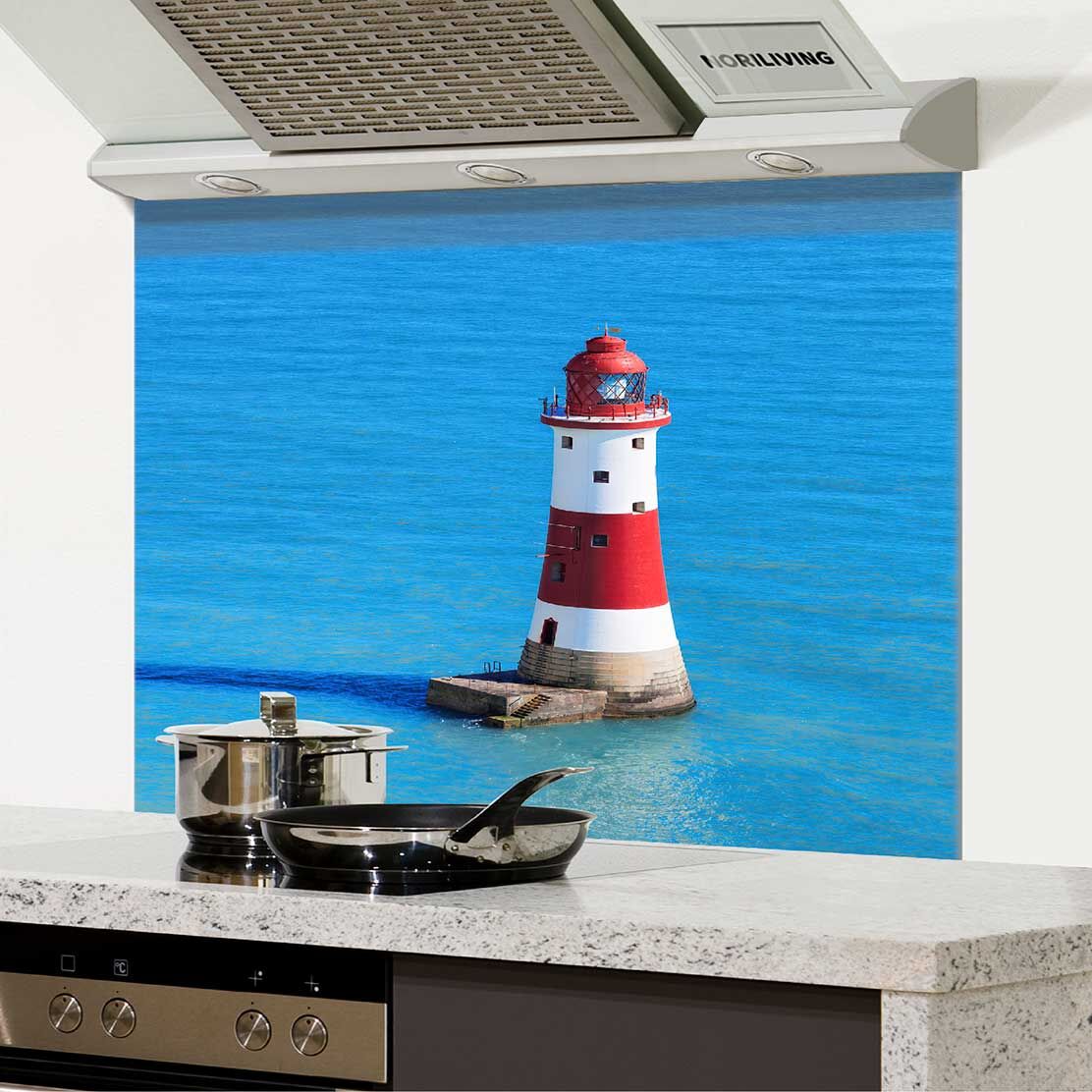 in der Küche eingebauter Spritzschutz Küche - Herd mit Motiv Beachy Head Leuchtturm East Sussex England 720