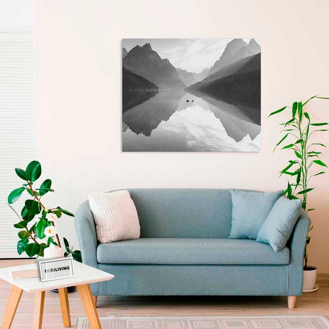 Wandbild über dem Sofa mit Motiv Glacier-Nationalpark 978 schwarz-weiß