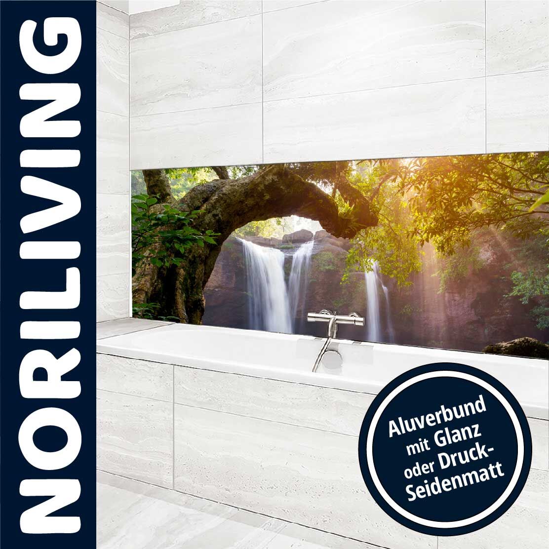 Ansicht des Badrückwand-Motivs Wasserfall 835 Oberkante