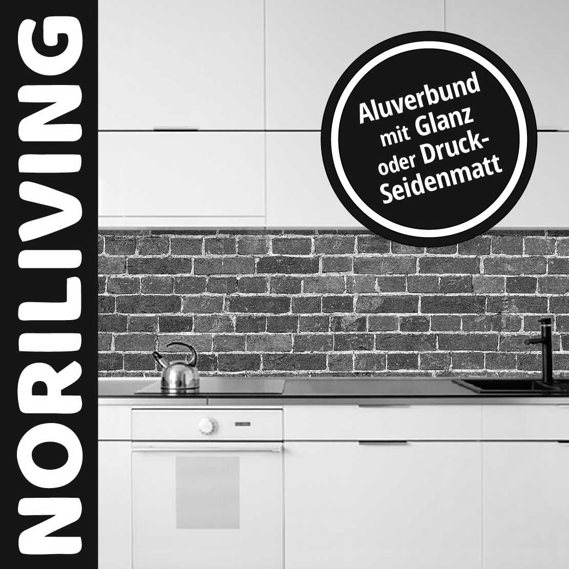 Abbildung einer Küchenrückwand mit Motiv Rote Backsteinmauer 459 schwarz-weiß