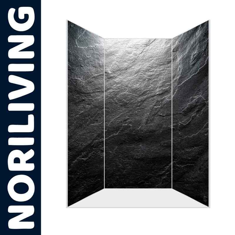 Dreiteilige Duschwand in Schieferoptik von Noriliving
