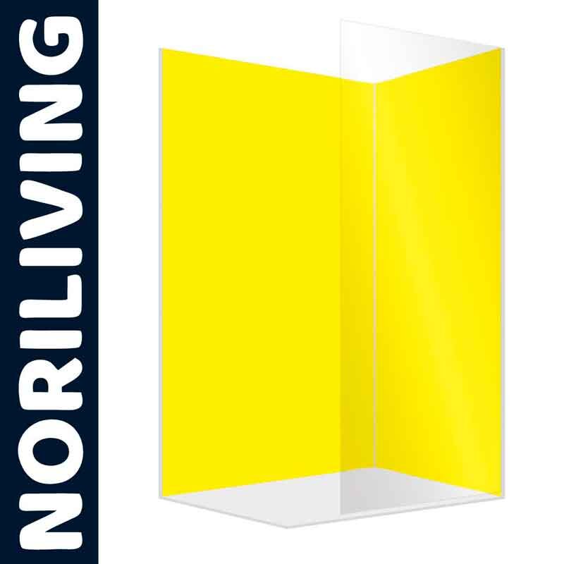Transparenter Displayschutz mit gelbem Hintergrund von NoriLiving, Design für Ecken