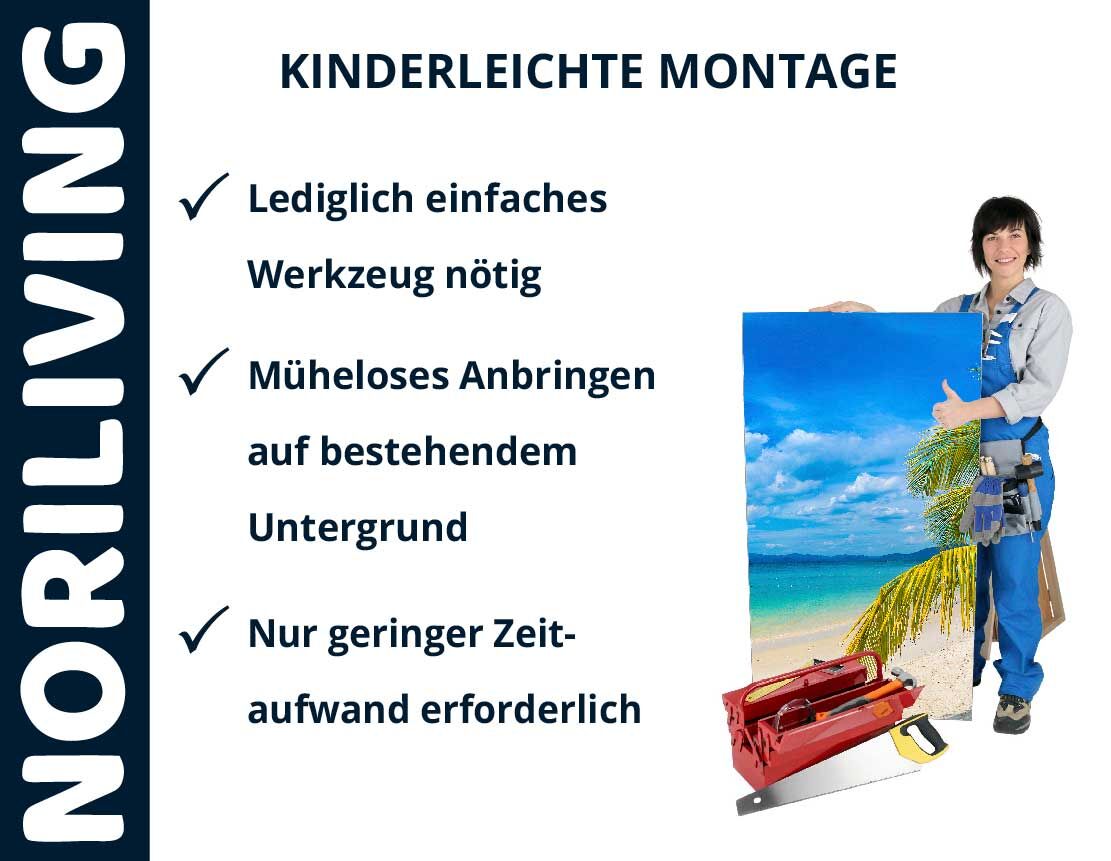 Aufzählung der Vorteile einer Badrückwand aus Aluverbund