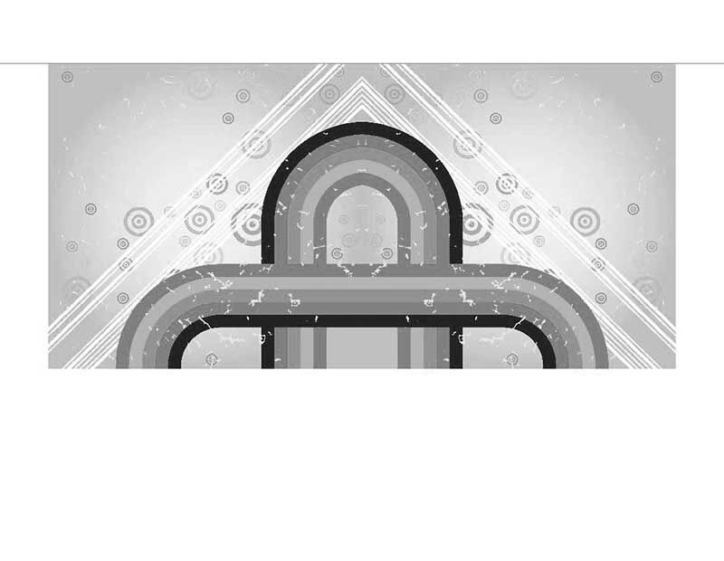 Abstraktes geometrisches Design in Schwarzweiß mit geschwungenen Linien und Kreisen