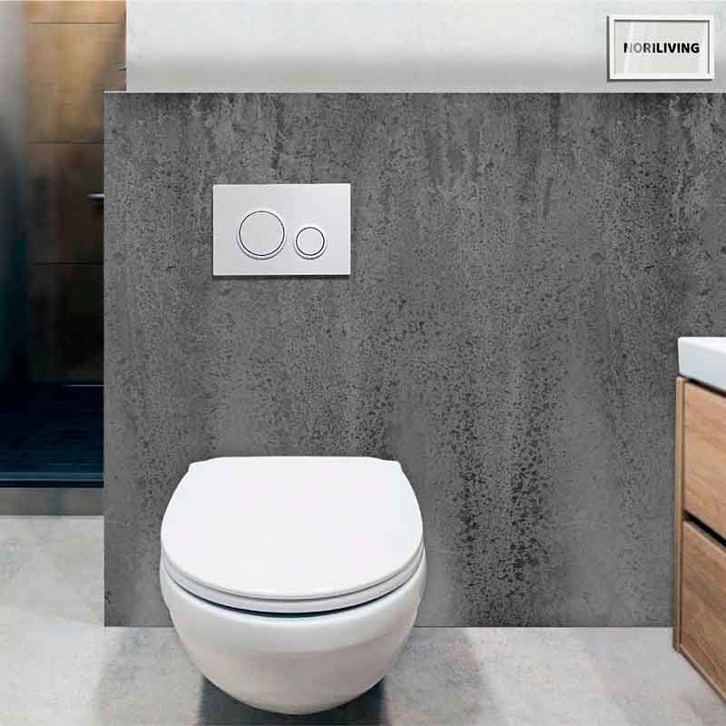 Wandhängendes WC mit Betongestaltung im modernen Badezimmer