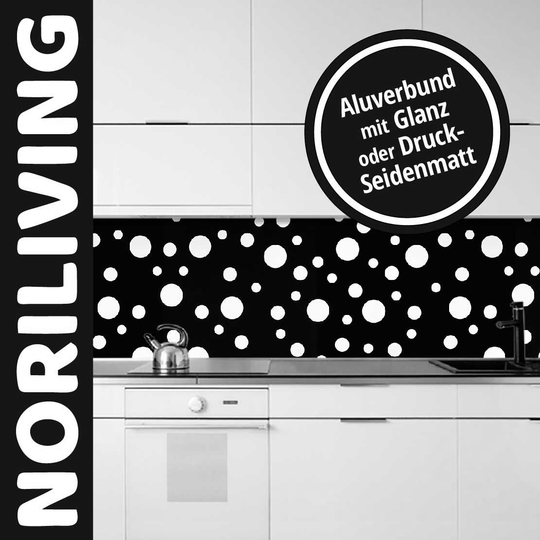 Abbildung einer Küchenrückwand mit Motiv Polka Dot 384 schwarz-weiß
