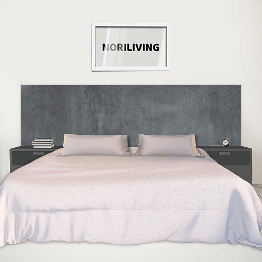 im Schlafzimmer eingebaute Bettrückwand mit Motiv Beton Grau Rohputz 263