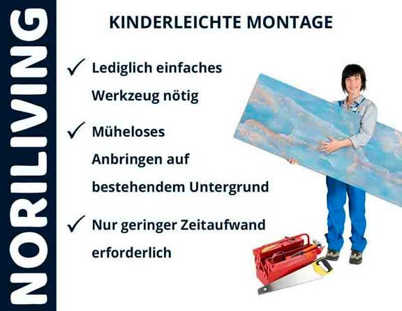 NORILIVING Anzeige: Einfache Montage mit wenig Werkzeug und geringem Zeitaufwand
