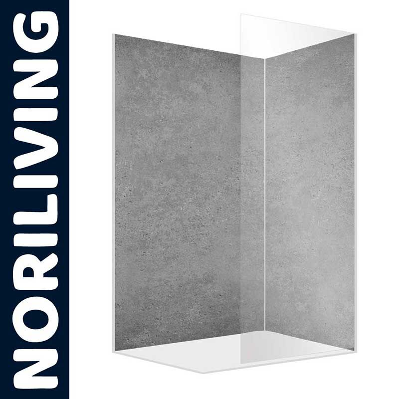 Eckige Duschabtrennung von NORILIVING mit modernem Beton-Design
