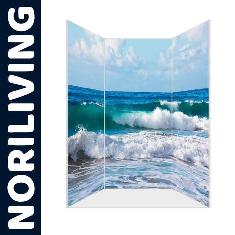 Raumteiler von Noriliving mit Motiv einer Meereswelle und blauem Himmel