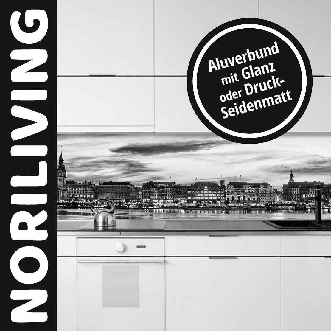 Abbildung einer Küchenrückwand mit Motiv Hamburg 060b schwarz-weiß