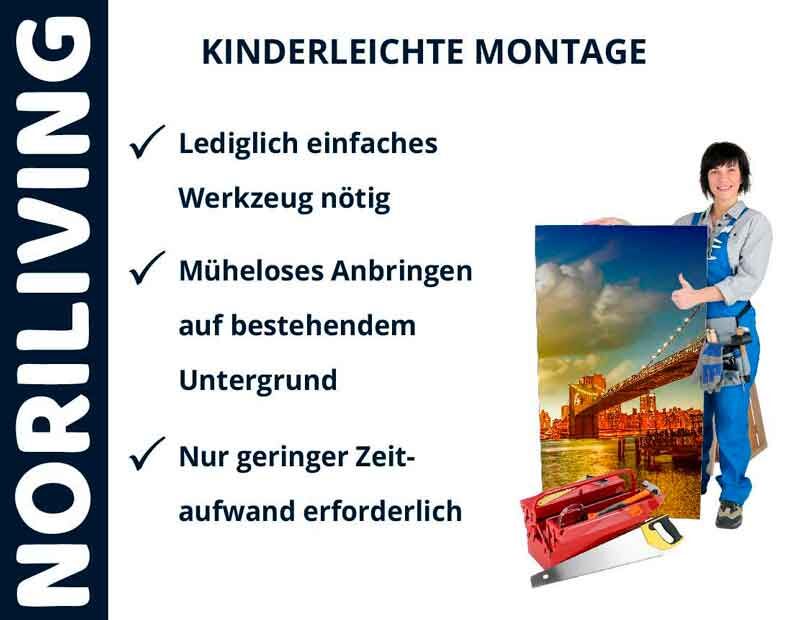 Werbeposter für Noriliving: Einfache Montage mit minimalem Aufwand