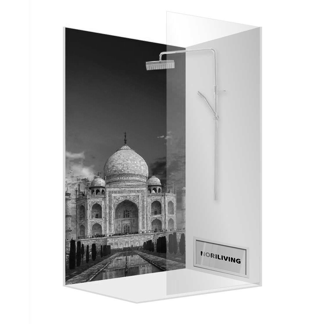Abbildung einer Einzel-Duschrückwand mit Motiv Taj Mahal in Indien 239 schwarz-weiß