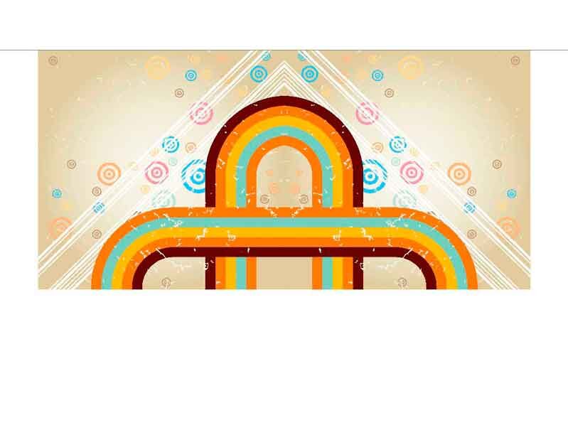 Abstraktes retro Design mit geschwungenen bunten Linien und Spiralen
