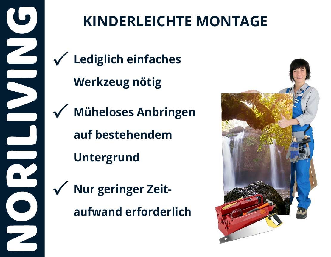Aufzählung der Vorteile einer Badrückwand aus Aluverbund