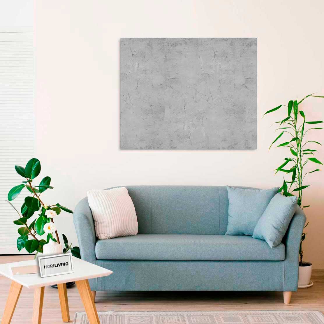 Wandbild über dem Sofa mit Motiv Rauputz hellgrau 607 schwarz-weiß