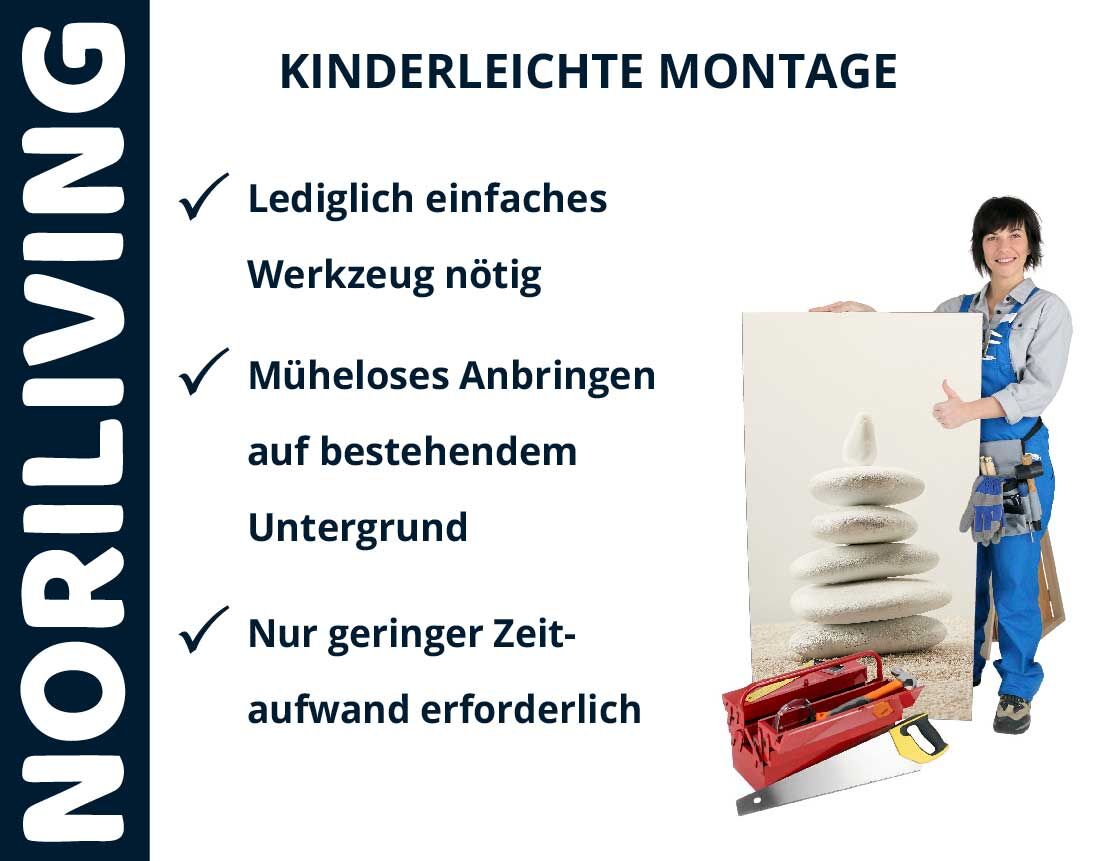 Aufzählung der Vorteile einer Badrückwand aus Aluverbund