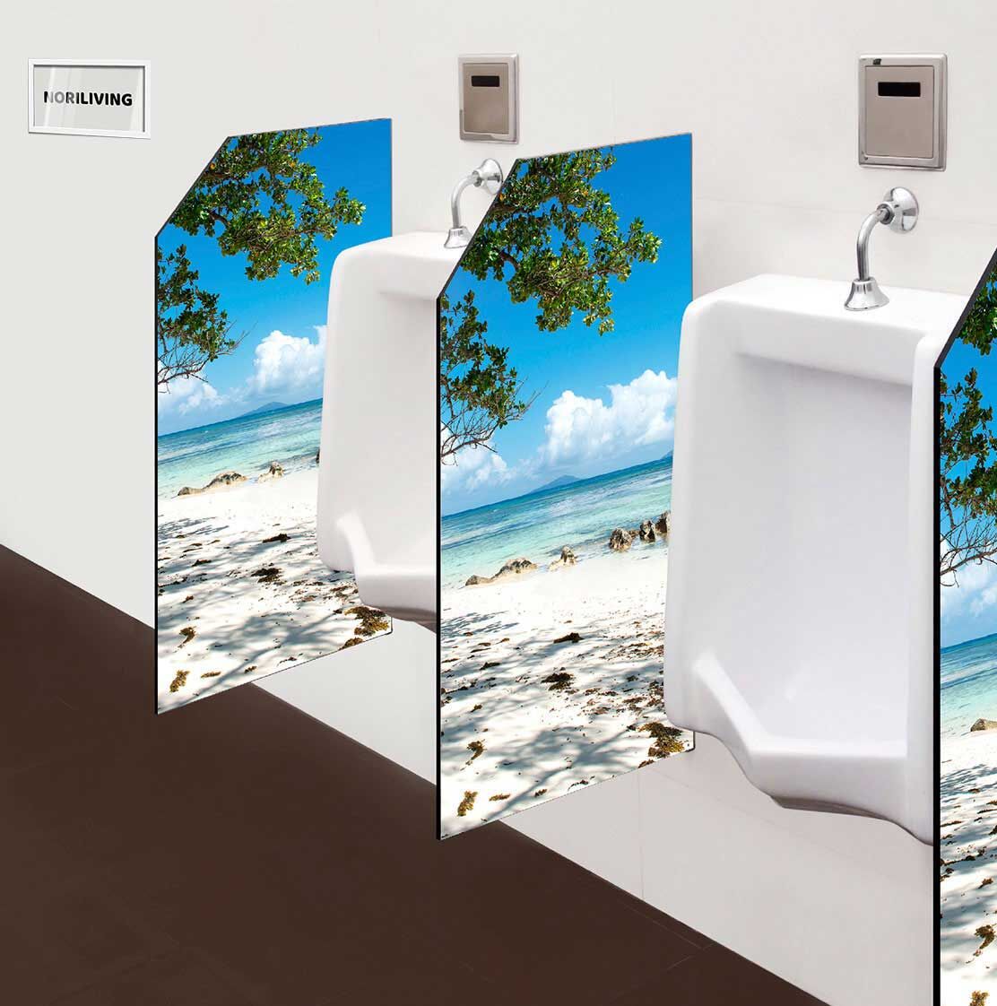 in der Toilette eingebaute Schamwand mit Motiv Am Strand 111