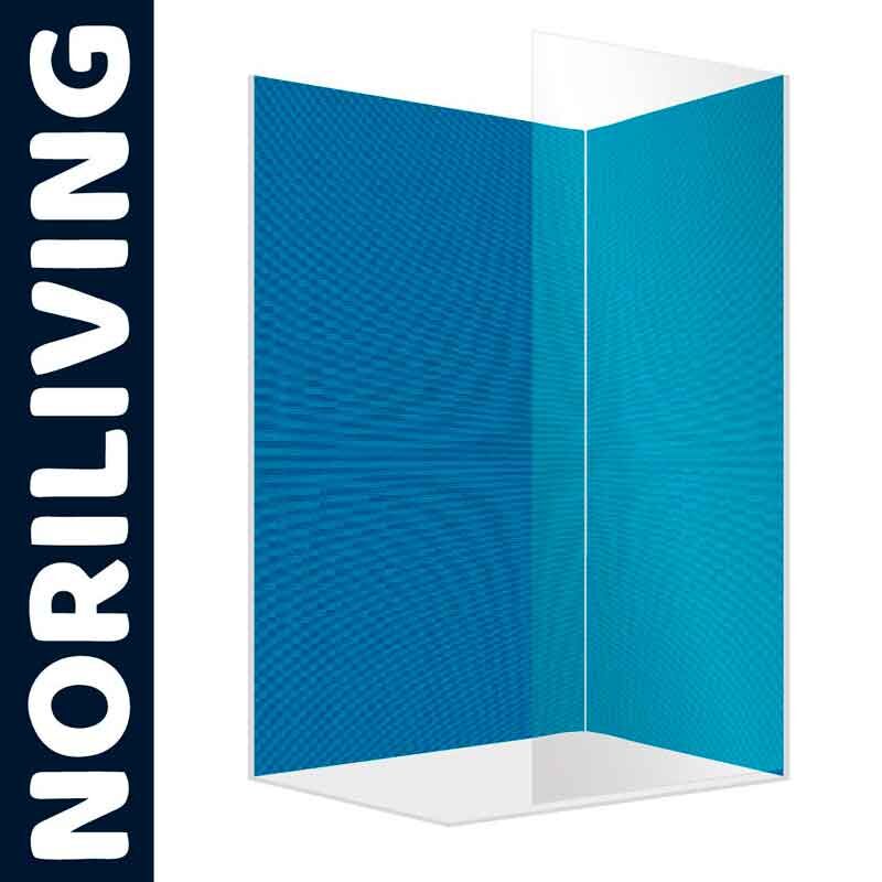 Duschwand von NORILIVING mit modernem blauem Design