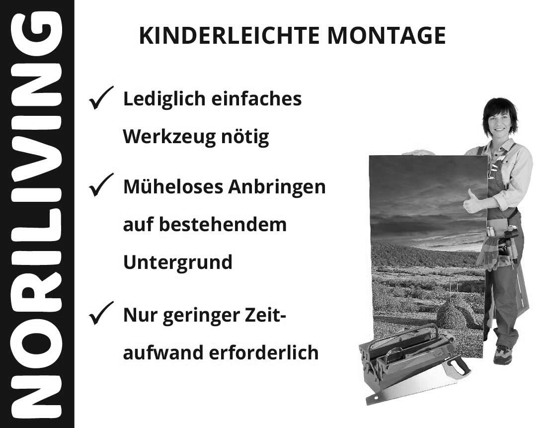Aufzählung der Vorteile einer Badrückwand aus Aluverbund