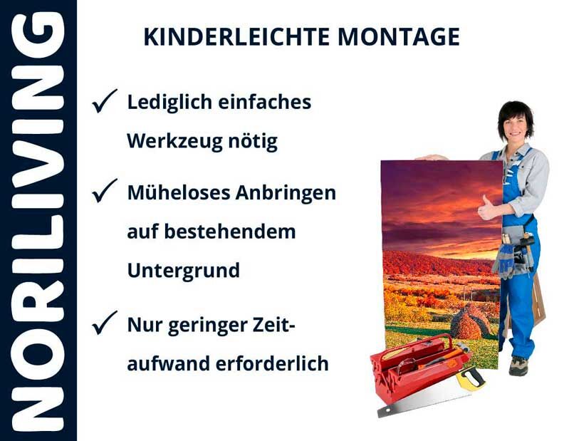 Noriliving Wanddekoration mit einfacher Montage, wenig Werkzeug und geringem Zeitaufwand