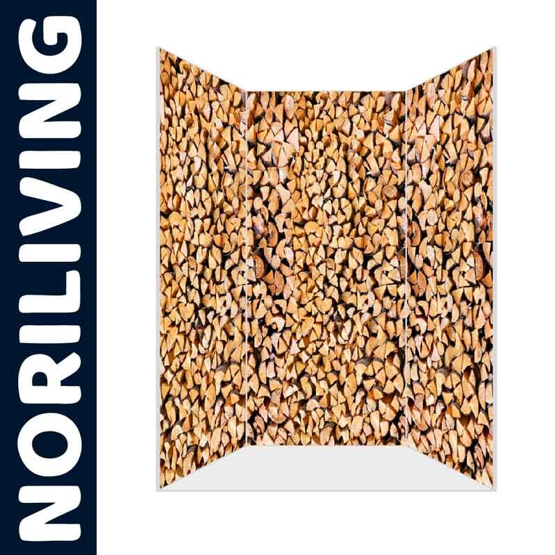 Dekorativer Paravent mit realistischem Holzstapelmotiv von NORILIVING